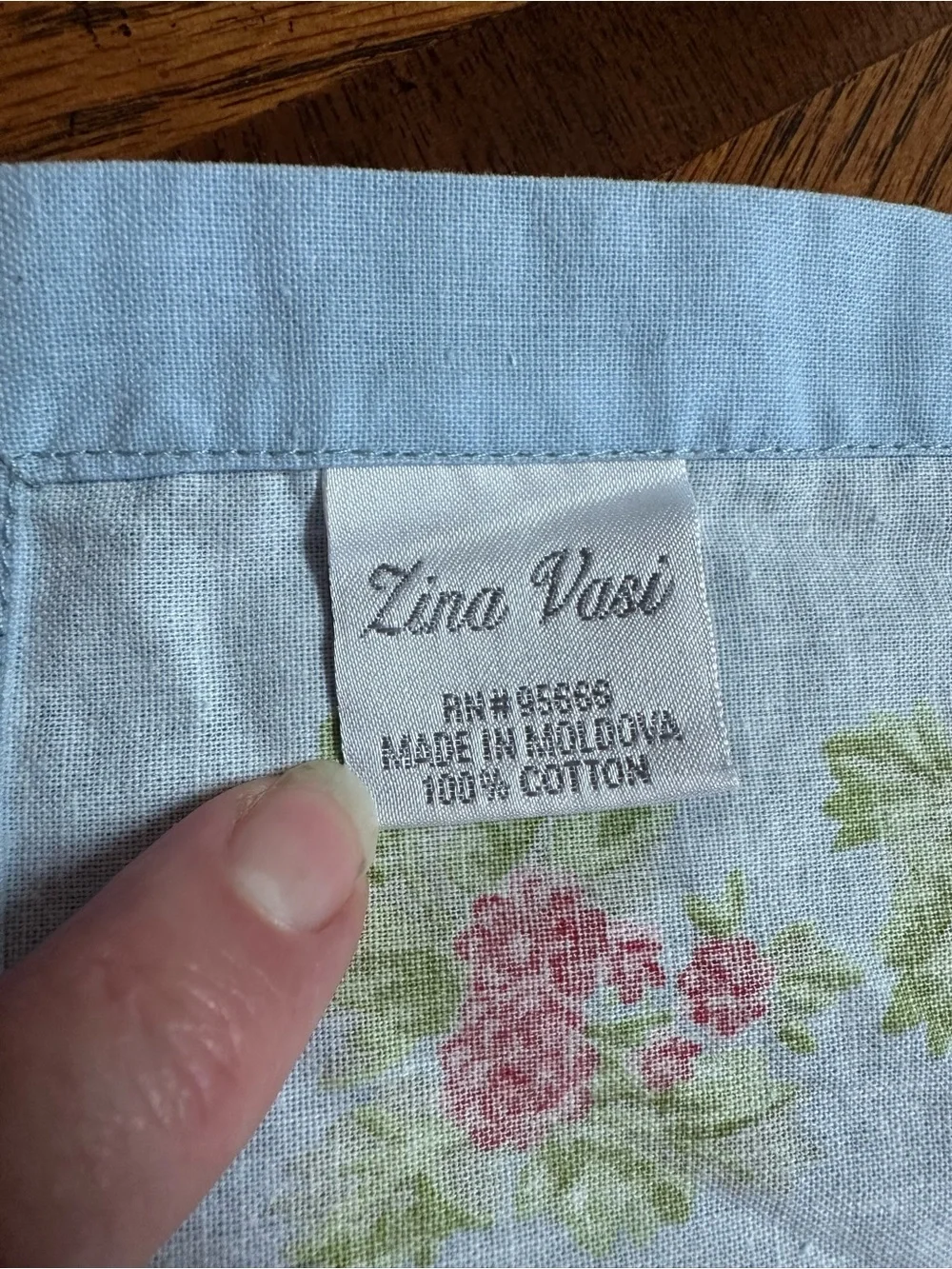 Light Blue Floral Cotton Dinner Napkins - Set of 4